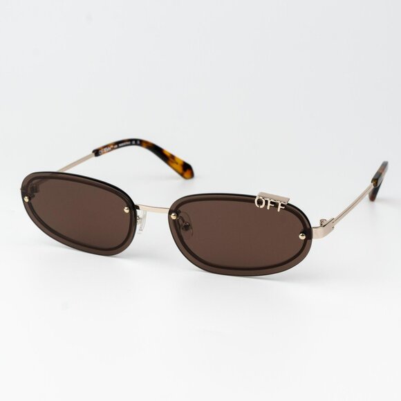 Off-White MIAMI Women Sunglasses Gold Brown Oval OERI13M MIAMI 7664 NEW AUTHENTI